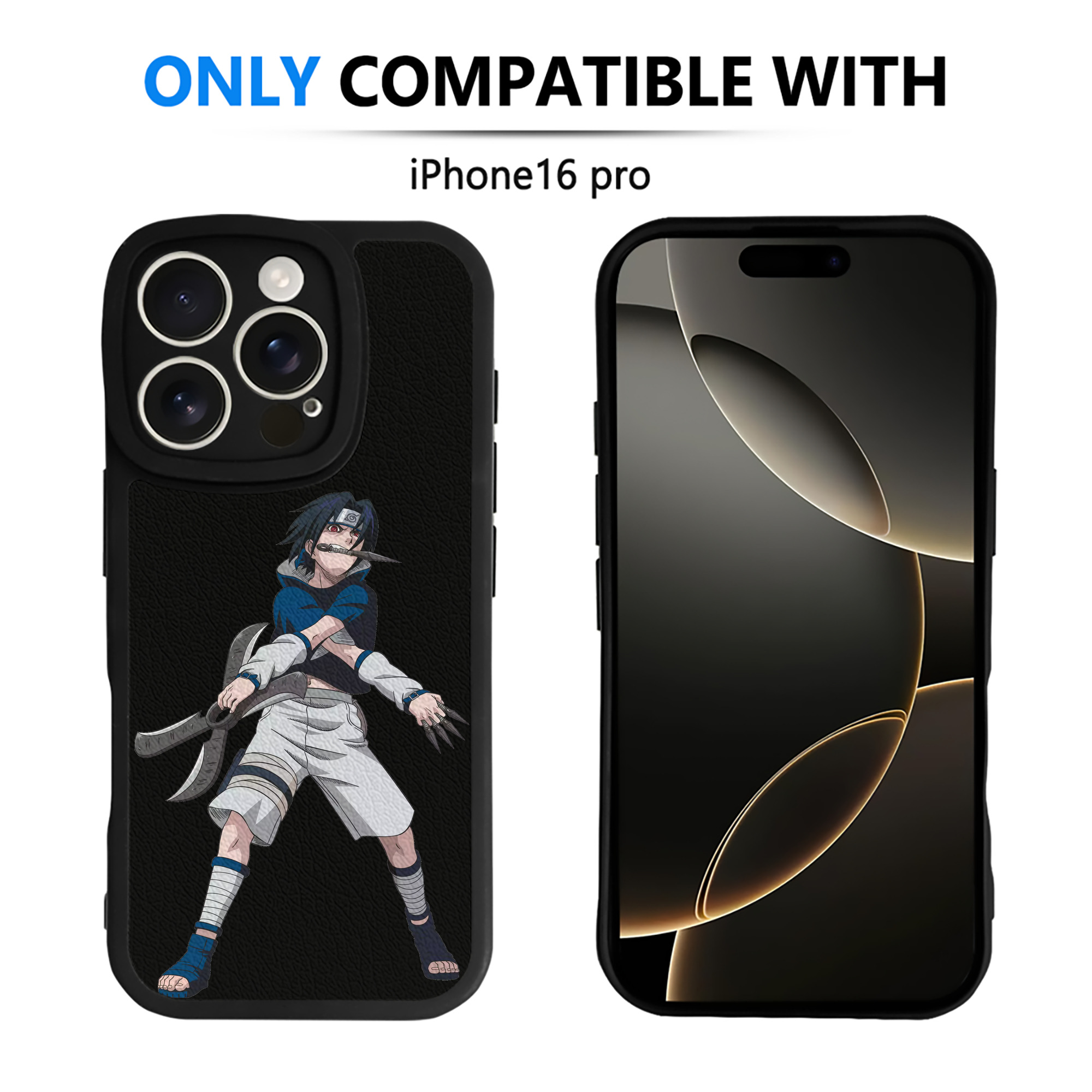 （画像用） NARUTO -ナルト- うちは サスケ Uchiha Sasuke 【iPhone 16シリーズ対応】シリコンスマホケース（レザー調） 材質：シリコン